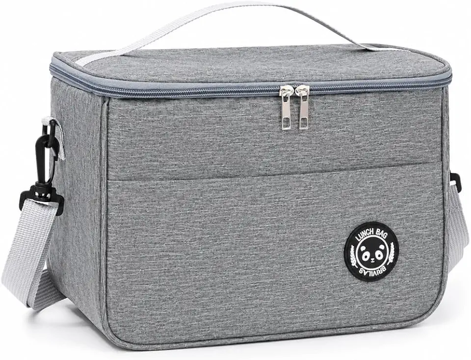 Bolsa Térmica Lancheira com Alça e Bolso Lateral – Para Marmita, Trabalho, Academia, Escola e Passeios (Cinza)