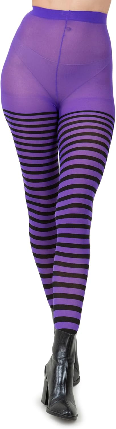 Opaque Striped Tights for Women Stripe Pantyhose - Image 2