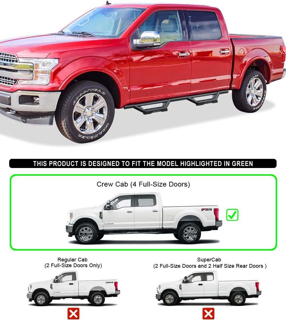 Tuxtreme Stainless Steel tubing Nerf Bars Drop Steps Rocker Guards Compatible with Ford F150 SuperCrew Cab & 17-25 F250 15-25