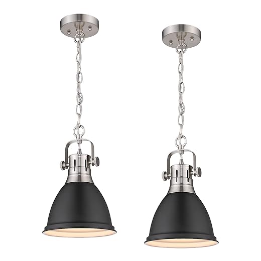 Expert Review: CLAXY Ecopower Vintage Glass Pendant Light 13 Emliviar 1-Light Pendant Lighting for Kitchen Island, 2-Pack Industrial Hanging Lights with Metal Shade, Black Finish, 4054M BN/BK-2PK