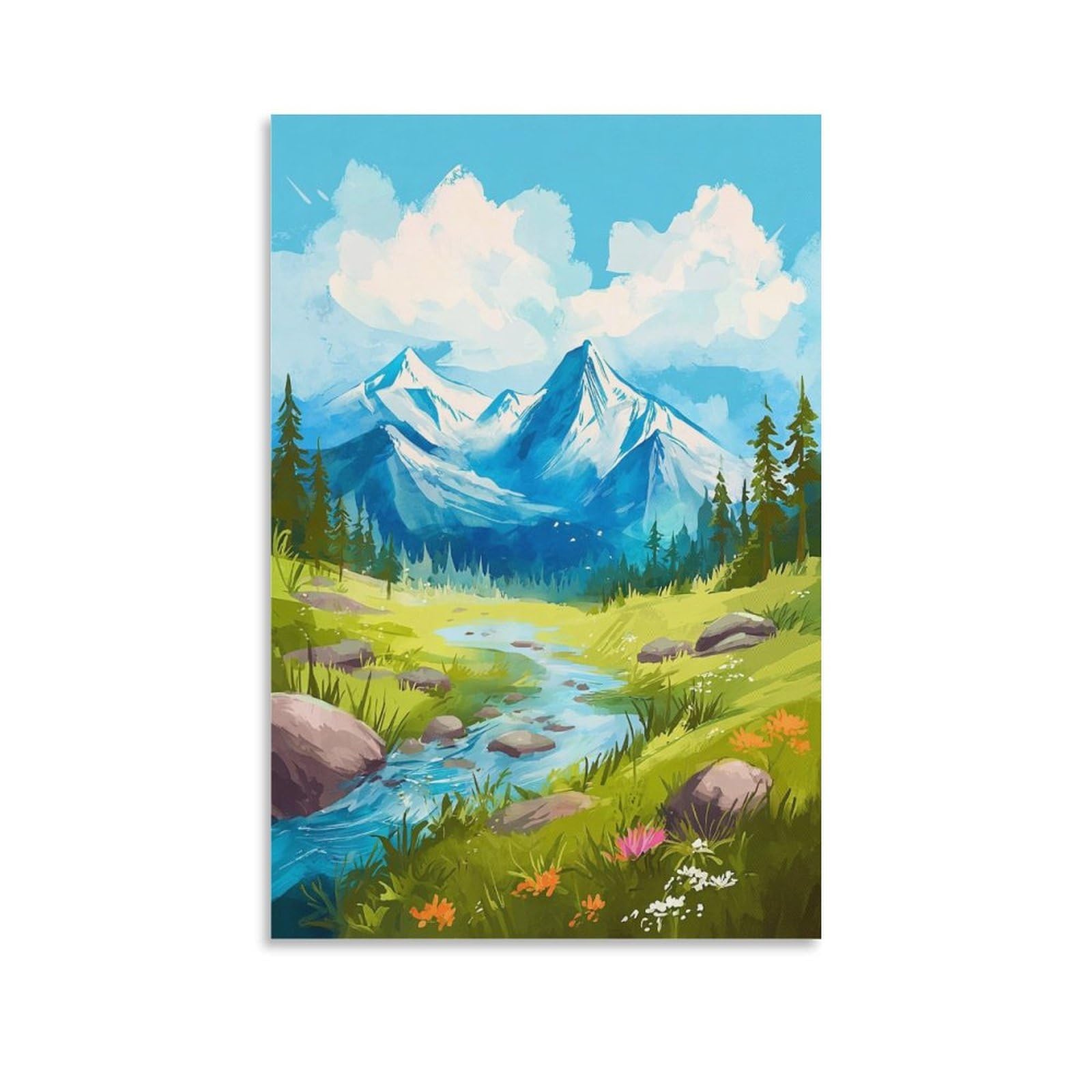 Glacier County Posters 24x36inch(60x90cm) Vintage Watercolor Canvas Art