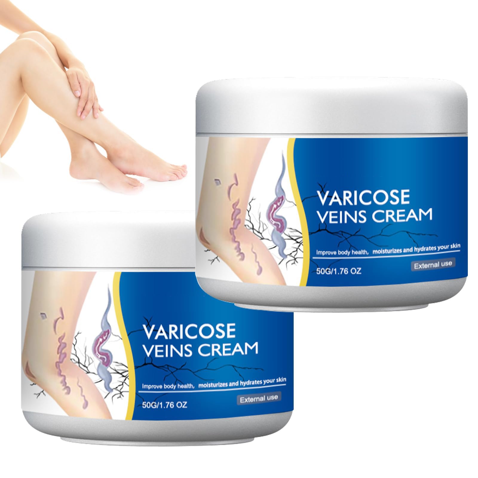 taduno Varicose Veins Cream for Legs, Gentle Soothing Skin Cream for Legs, Moisturizing Skin Care, 1.76 Oz (2PCS)