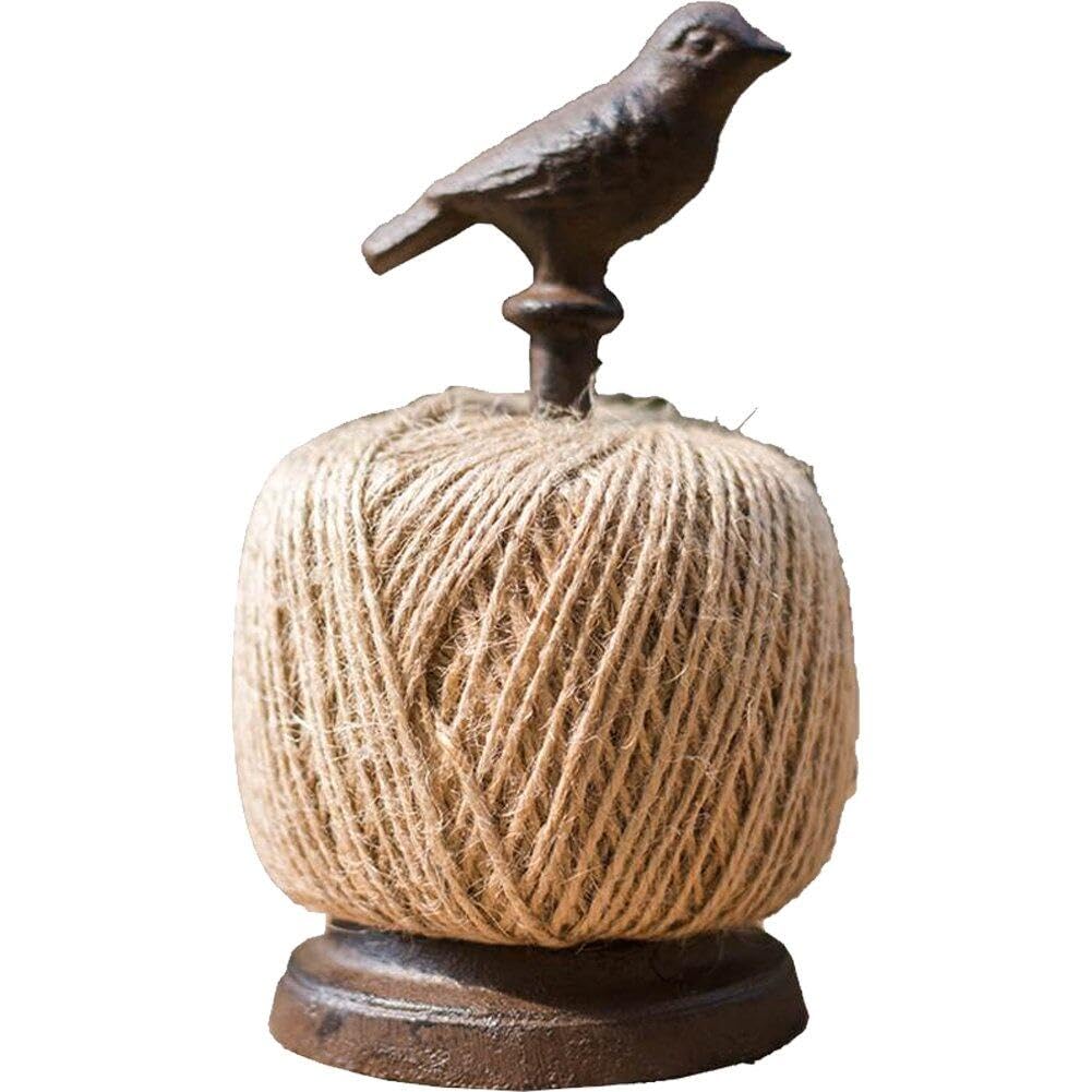 Dianzan Cast Iron Garden Twine Holder Set, Cast Iron Hemp Rope Roll Holder With Scissors Bird Figurines For Crafting, Gardening