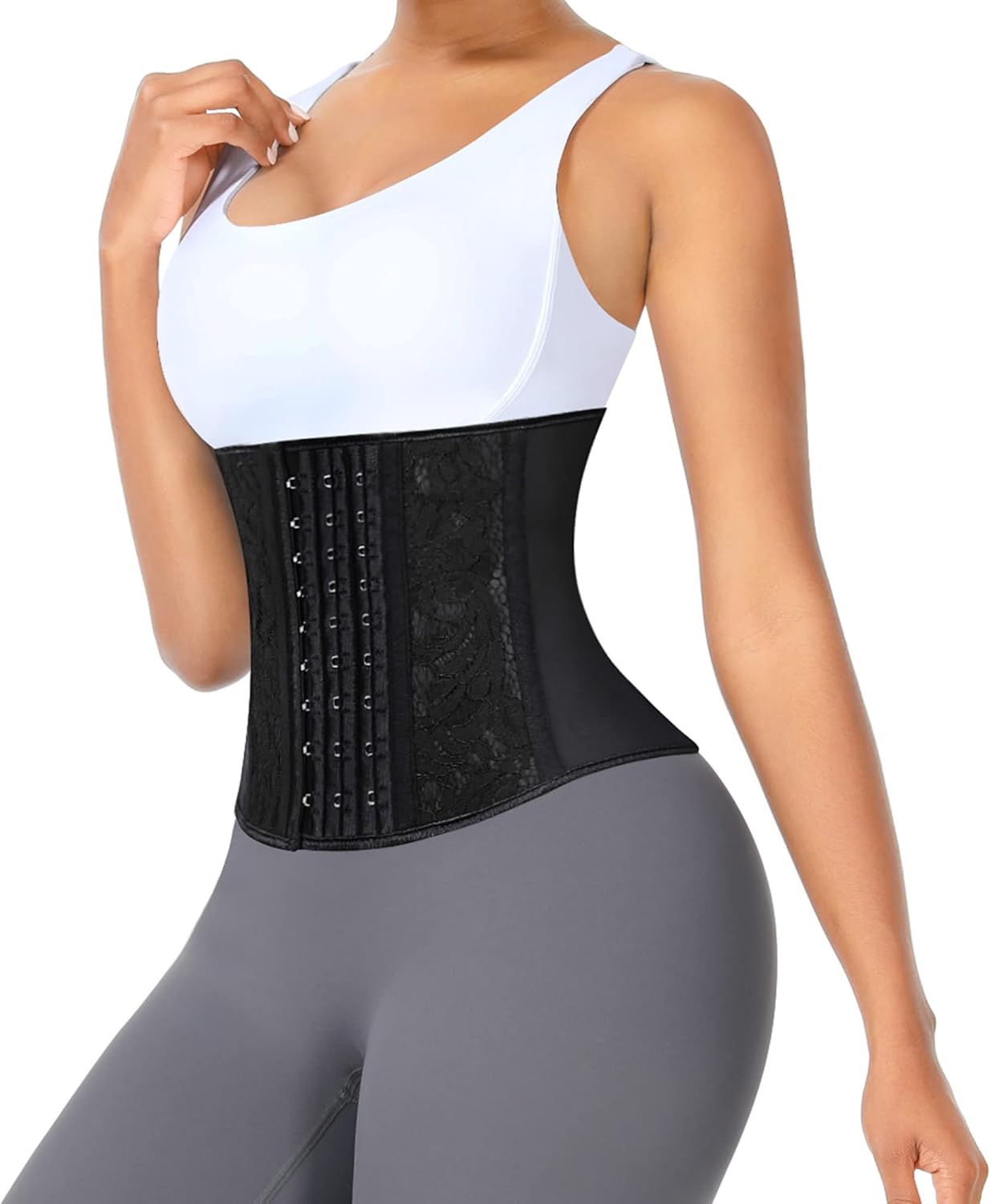 LoverBeauty Waist Trainer for Women Short Torso Latex Corset Waist