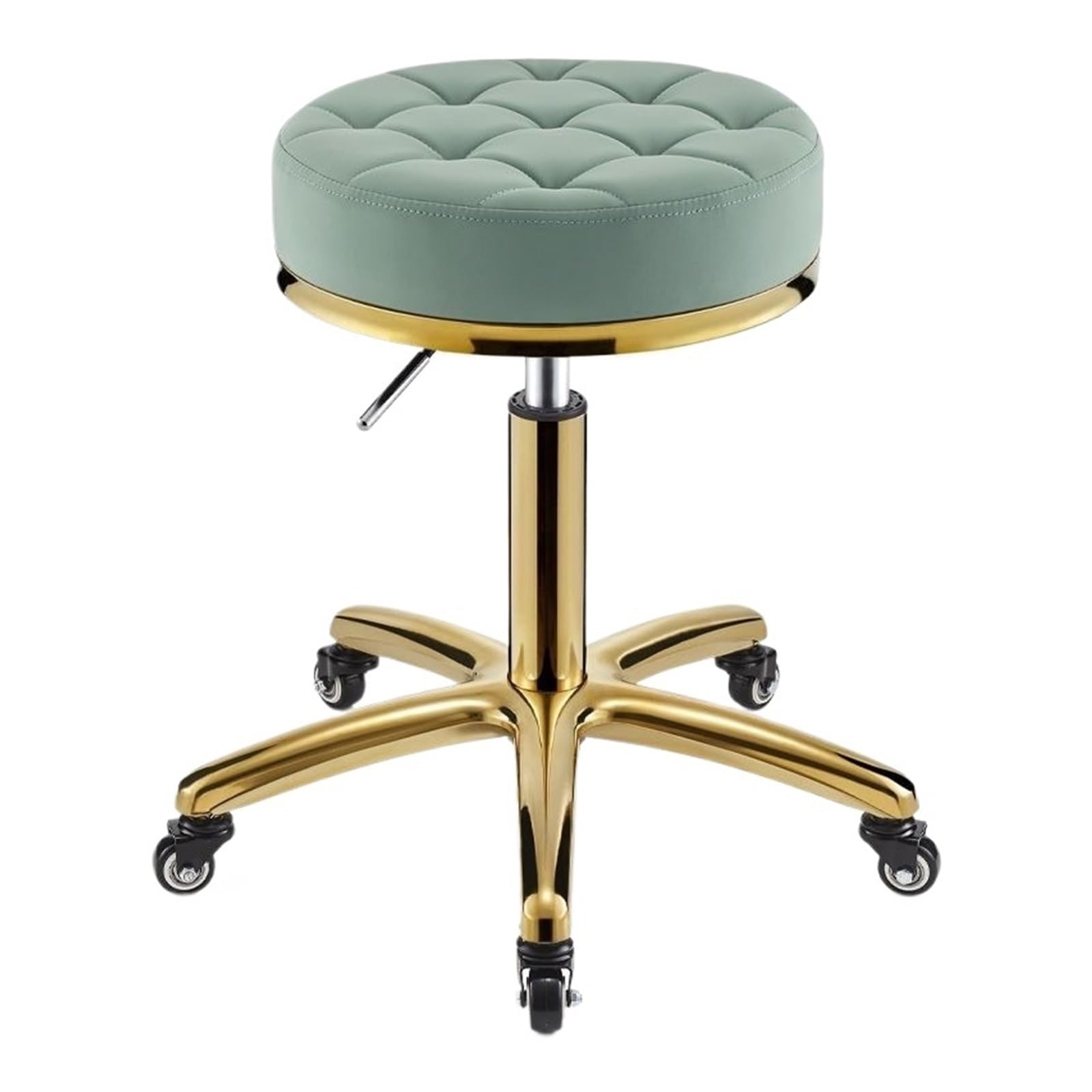 Sgabello girevole con ruote, rotondo, resistente, idraulico, per spa, ufficio, trucco e salone