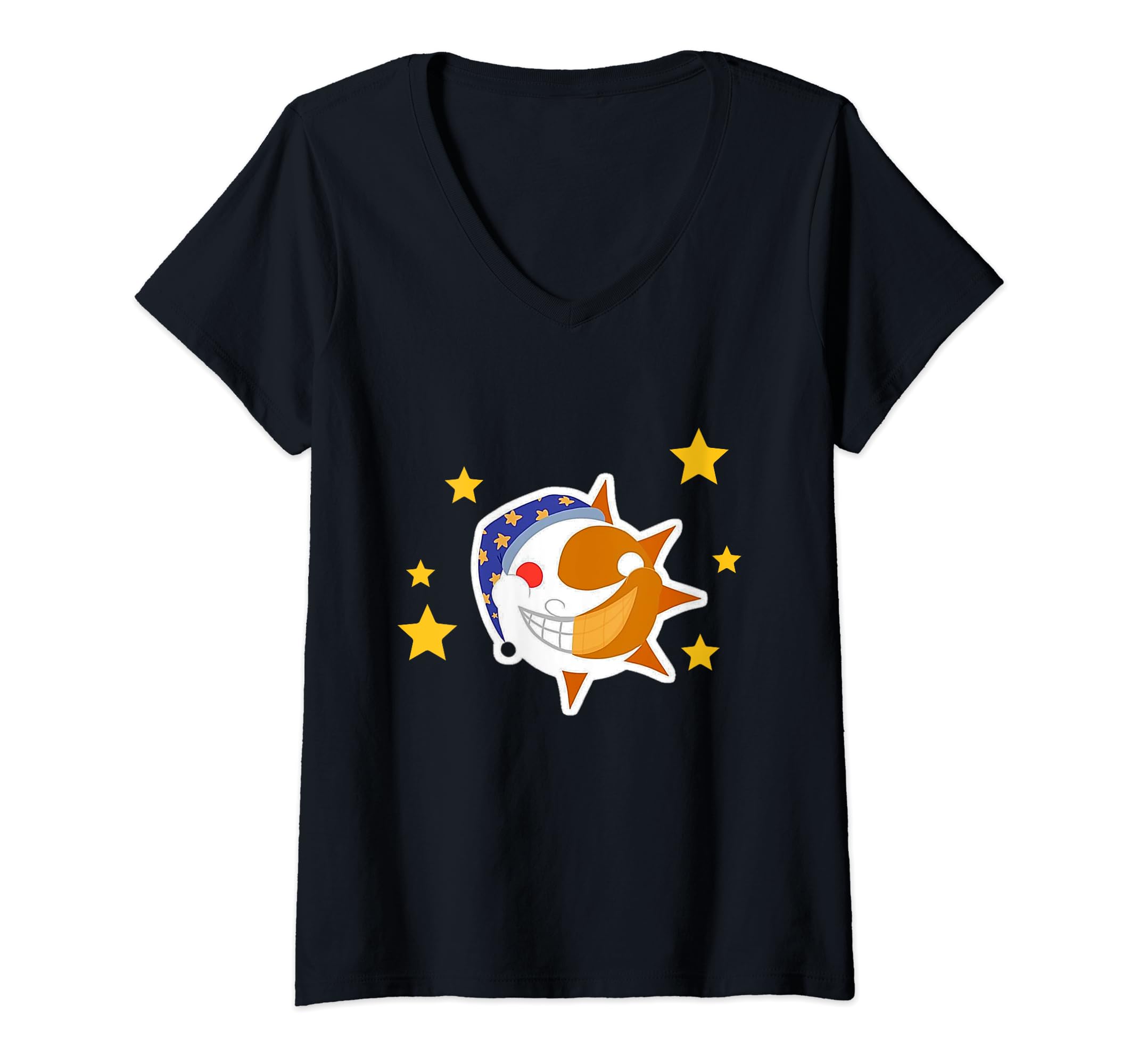 Womens Sunrise and Moondrop Five Night Sun and Moon V-Neck T-Shirt