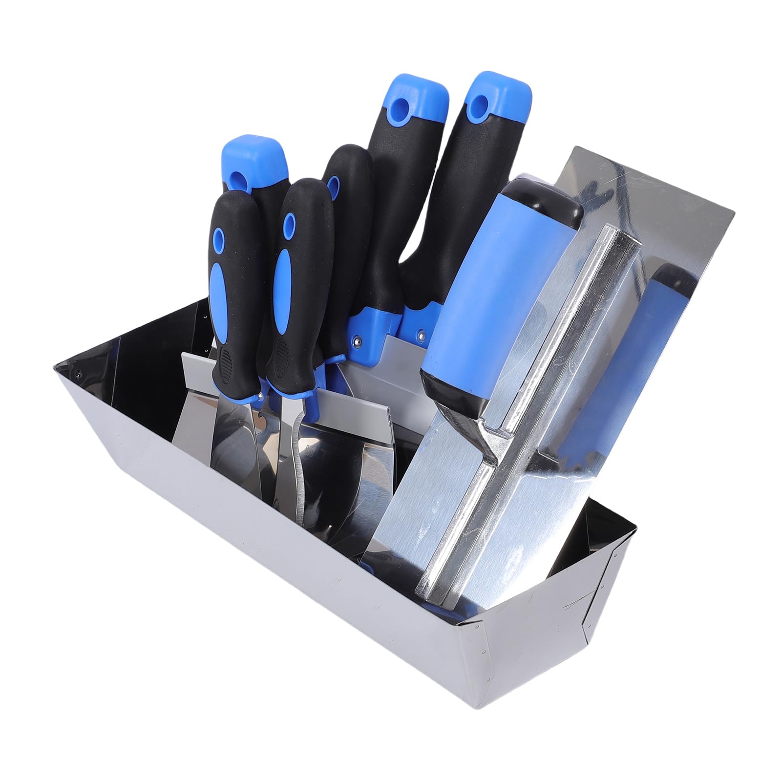 Set Spatola a Secco 8 Pezzi, Padella di Fango 14 Pollici, Raschietto in Acciaio Inossidabile, Pala, Cazzuola con Intonaco con Manici Ergonomici per la Pittura di Fango a parete.