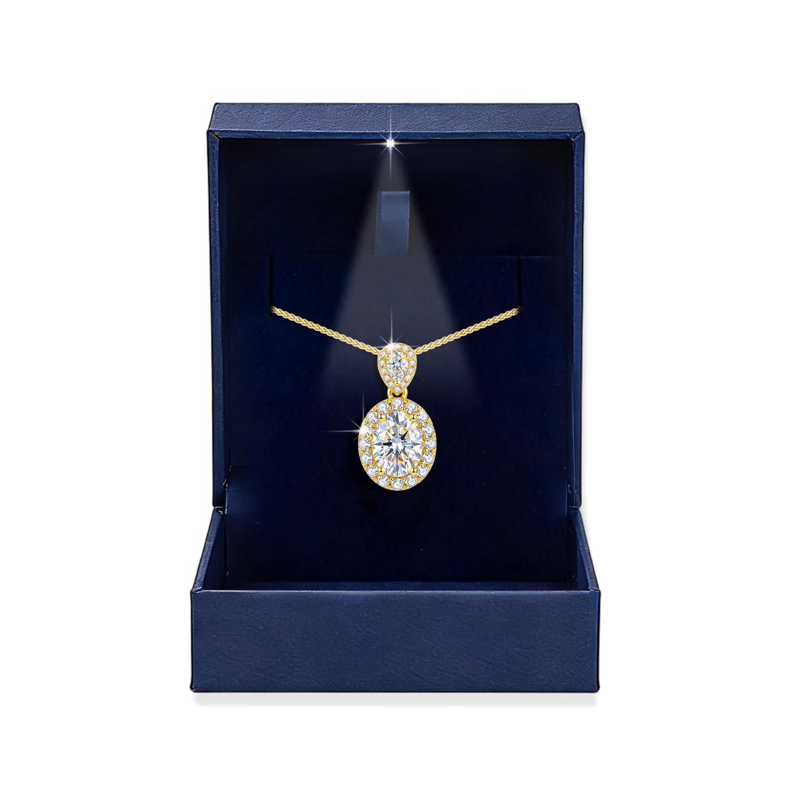 S925 with 18K Gold Filled Moissanite Pendant Necklace