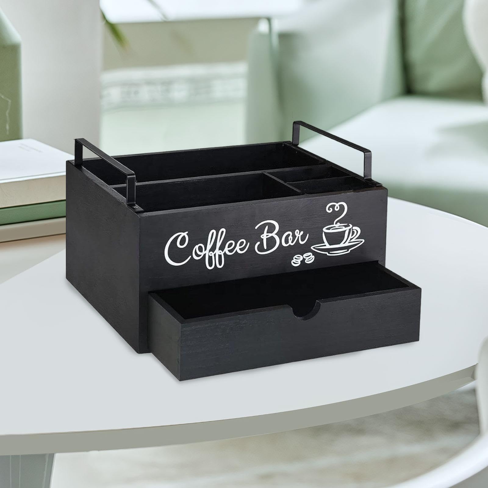 Organizador de Café Estación Organizador de Café de Madera Cesta Almacenaje Cápsulas Bandeja Dispensadora Bolsas Té Condimentos Adecuado para Cocina O, Style a, Individual