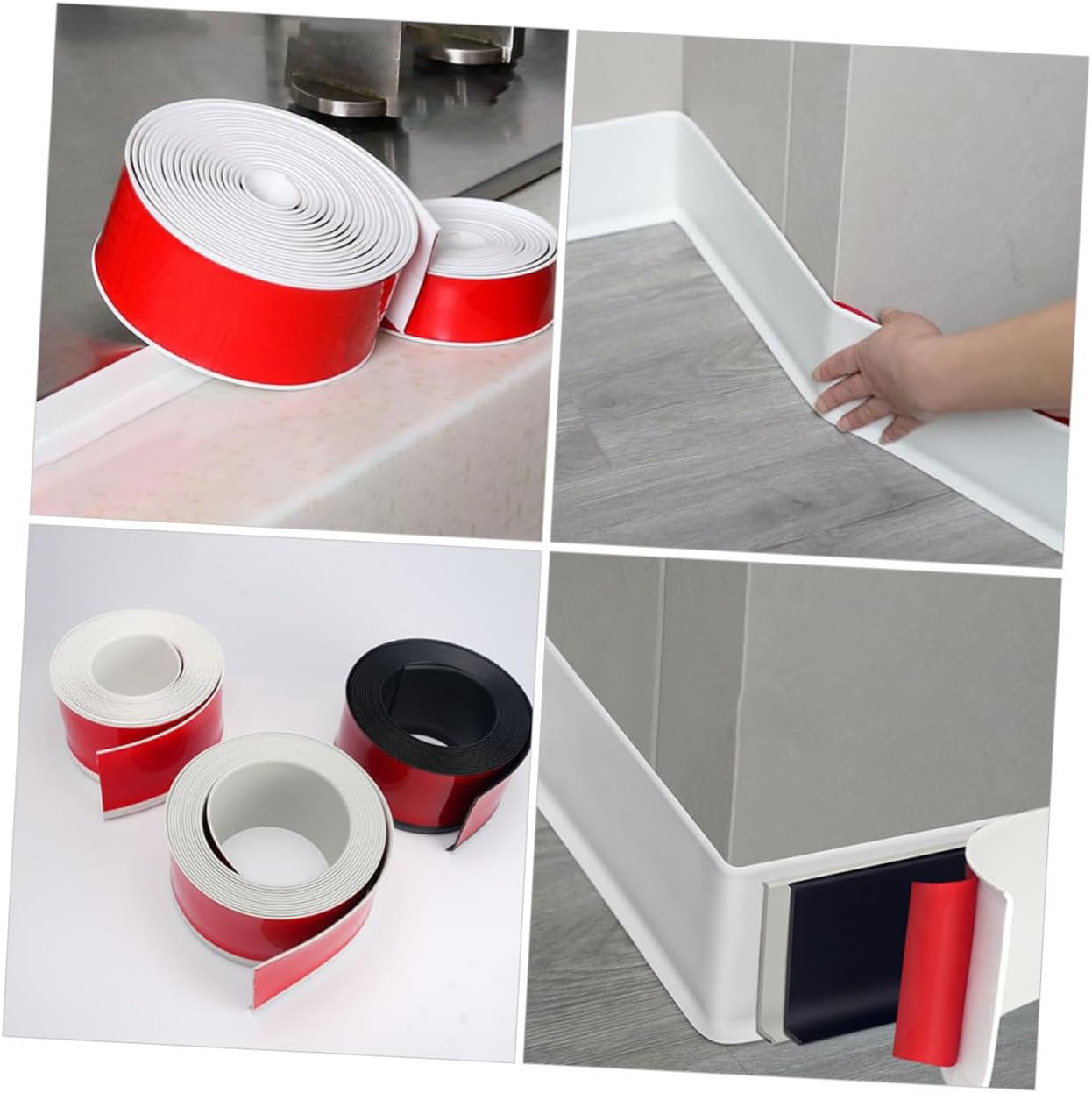 Peel and Stick Wall Corner Molding Trim Flexible Adhesive Baseboard and Tile Edge Protector Self-Adhesive PVC Trim for Easy Installation White