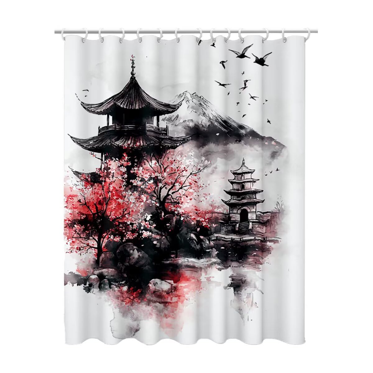 Rideau de douche anti moisissure en tissu polyester gris lavable de 200x180