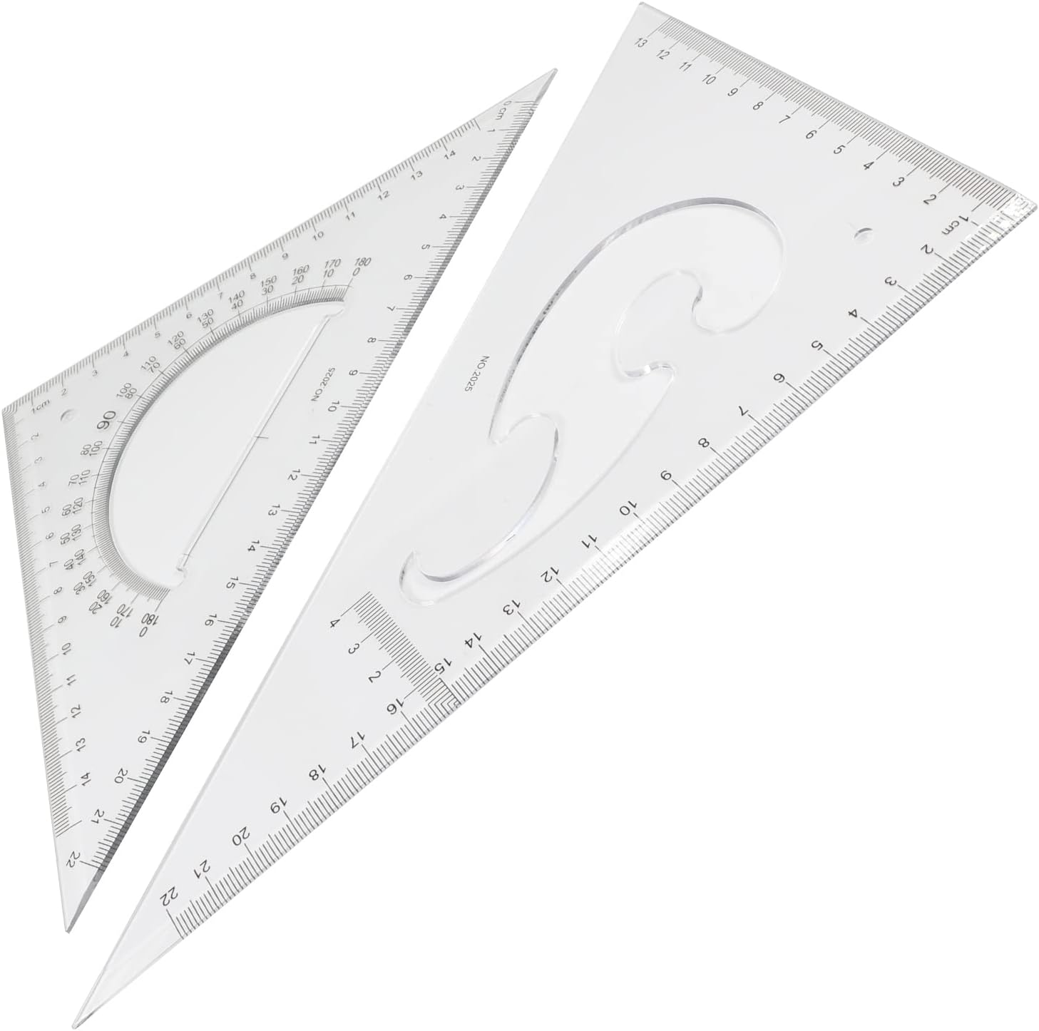 Utoolmart Triangle Ruler Set, 50cm / 19.7-inch Plastic Right Angle Ruler, Protractor, Measuring Tool for Drafting, Drawing, Learning Math, Geometry