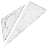 Utoolmart Triangle Ruler Set, 50cm / 19.7-inch Plastic Right Angle Ruler, Protractor, Measuring Tool for Drafting, Drawing, Learning Math, Geometry
