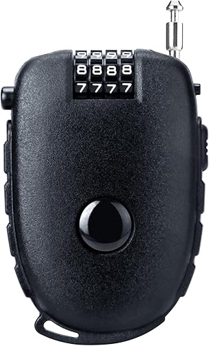 Candado para casco de motocicleta, combinación de 4 dígitos, bloqueo de cable retráctil de 27.5 pulgadas para tabla de snowboard, bicicleta,