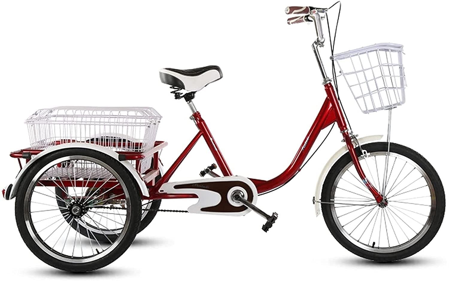 PAGOIAAR Adult Cargo Tricycles Beach Cruiser Bikes Shopping Tricycle for Adult, 3 Wheel Bikes for Adults 20Inch 1 Speed Trikes with Large Basket for Recreation, Shopping, Exercise Men Women