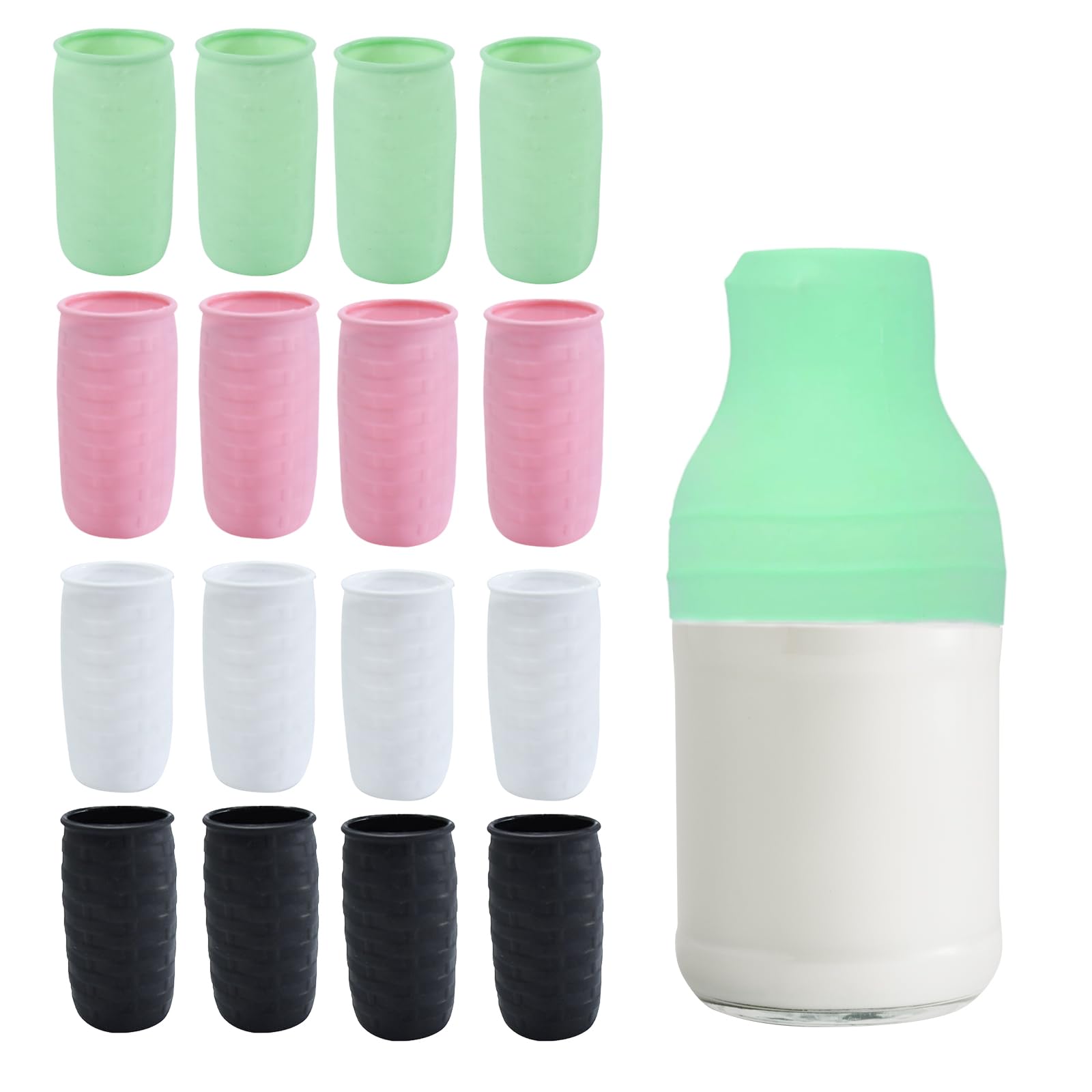 FUIPVGI 16 Pcs Elastic Sleeves for Leak Proofing Silicone, Leak Proof Sleeves for Travel Container Toiletry Bottle Covers Reusable for Toiletries, Silicone Accessory for Travel (16 Pcs)