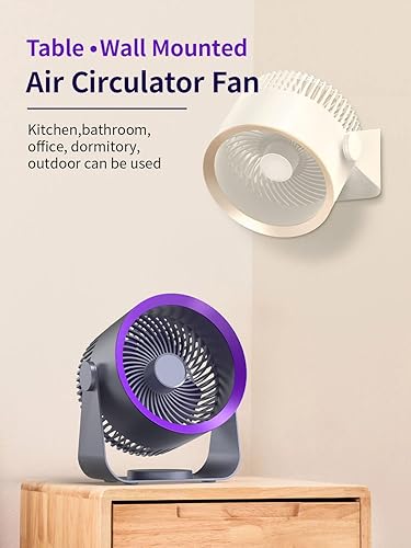 Miniatura 2 de AIMHON Ventilador de circulación de aire de escritorio, ventilador de montaje en pared, ventilador portátil con pilas, ventilador de mesa personal