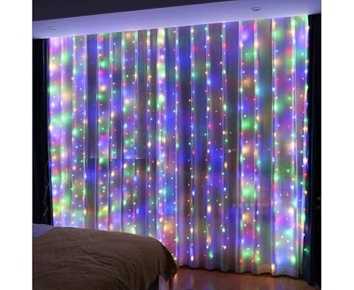 Cortina luz led pisca ou fixa 300 leds 3x3m Natal Festas Decorações alimentação USB 110 220V (Colori