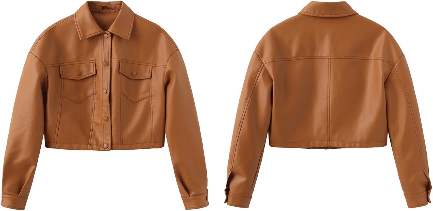 CHIGUO Women Faux Leather Cropped Jacket Trendy Moto Biker Short Jacket Fashion PU Coat Party Jacket - Image 6