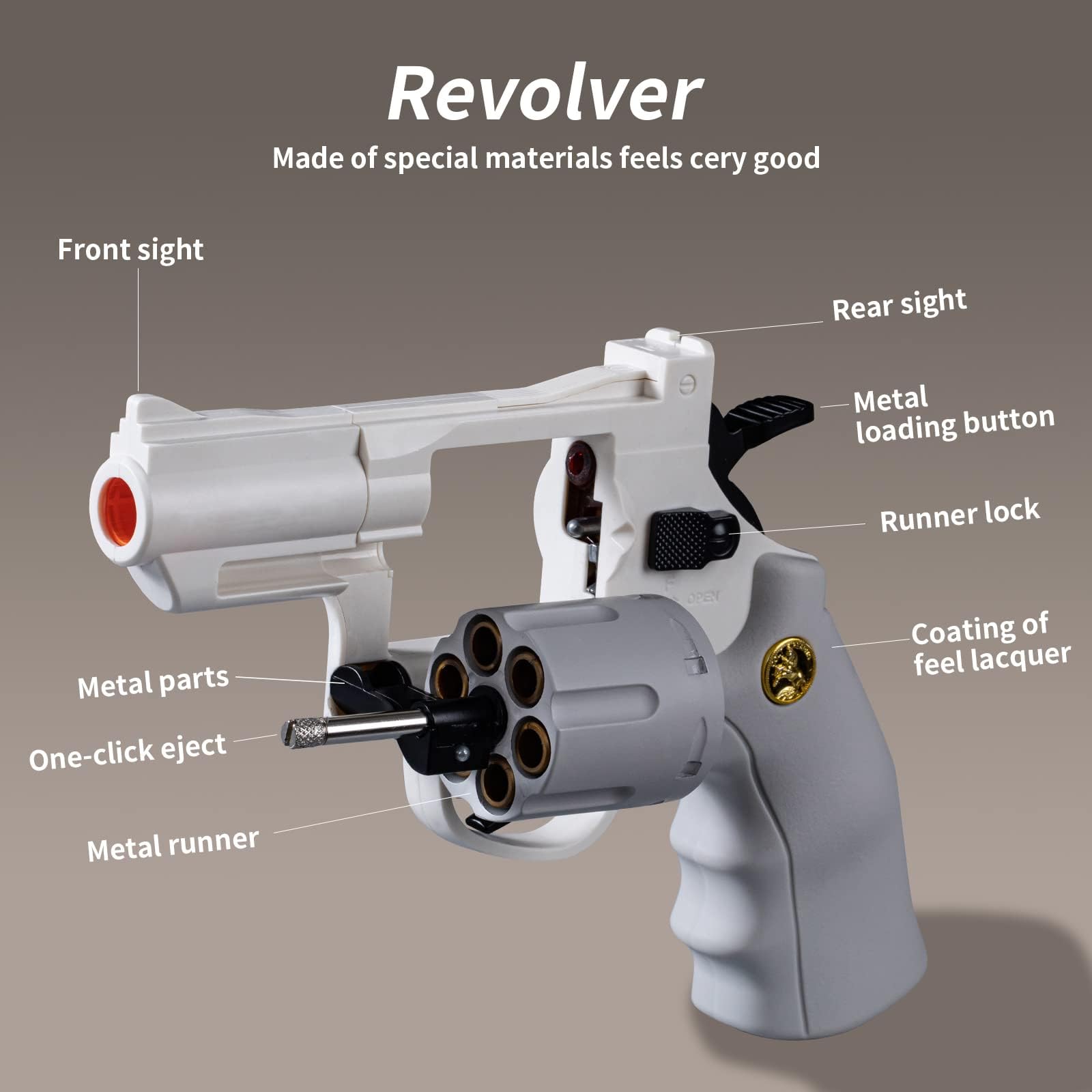 Revolver Toy,Model Toy,Soft Foam Refill Bullets,Blaster for Boy Play Cowboy Prop Game Fake Sniper Rifle Kids Age 8-12 Cool Halloween Christmas Birthday Gift
