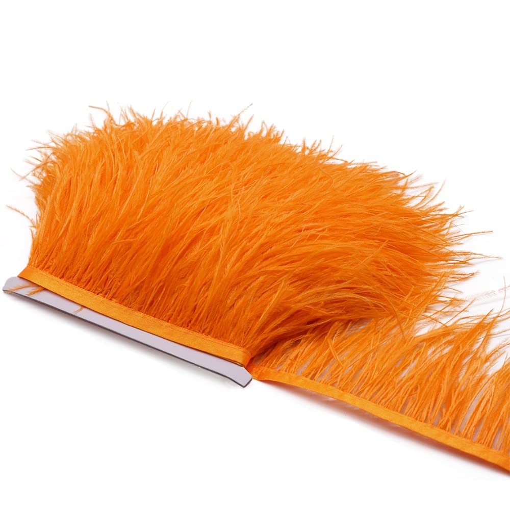 Ostrich Feather Tapite, Wstążka Barwiona Fluffy Fringy Fruby Plume Satin Taśma Tapeta Przycinanie, Rzemiosło do szycia Faux Natural Barwione Akcesoria Selvedge (1 0m, 8-10 cm)