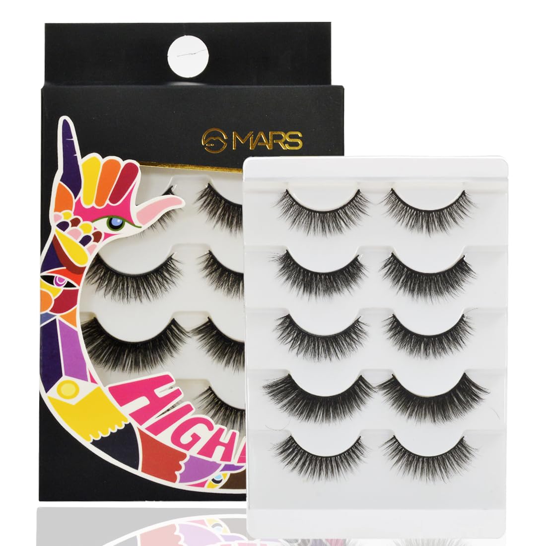 MARS 5 Pairs False Eyelashes | Faux Mink Lashes Natural Look | Wispy Fake Eyelash Fluffy Volume Long Thick Lashes | False Eyelash Long Natural Eyelashes for Bridal look & Party Makeup | LASH20-03
