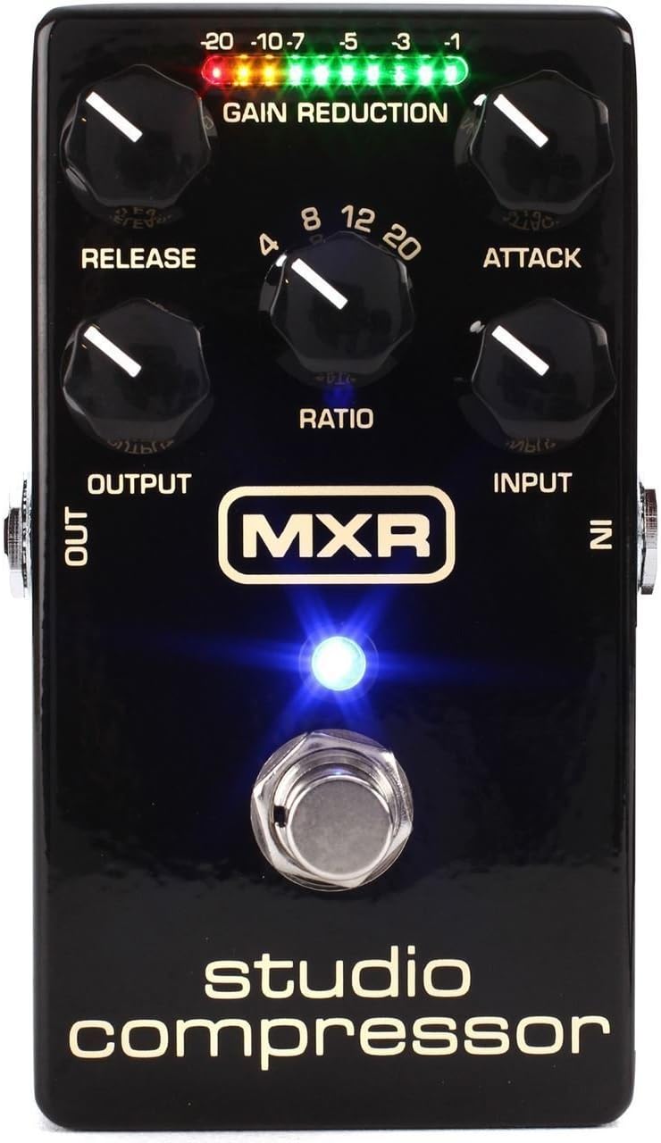 MXR M76 Studio Compressor Analog Guitar Effect Pedal Bundle with 4 MXR Right Angle Patch Cables