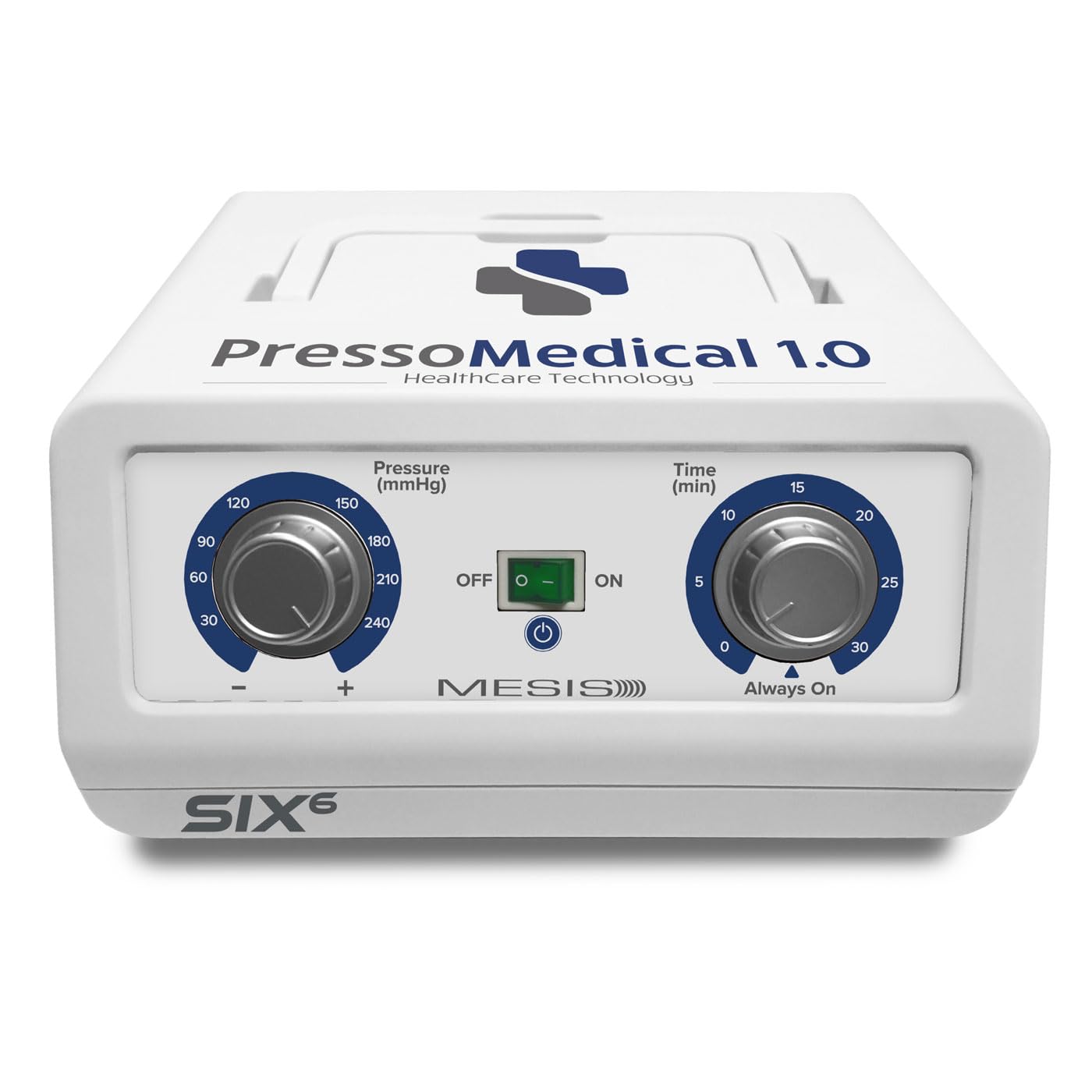 MESIS PressoMedical 1.0 SIX6 à 6 chambres Équipé PRO (avec 2 jambières, 1 bande abdominale/fessier et 1 brassard, pressothérapie lymphodrainage)