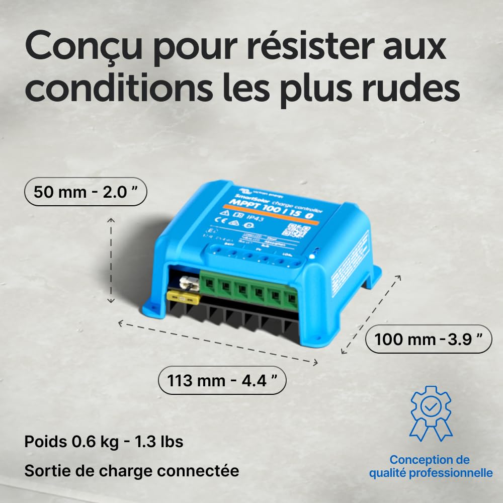 Victron Energy SmartSolar MPPT 100V 15 amp 12/24-Volt Contrôleur de Charge Solaire (Bluetooth)