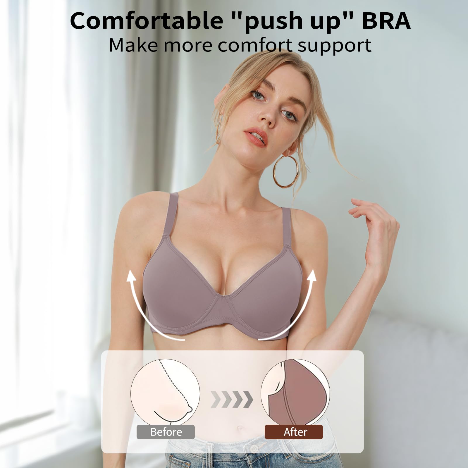 Confezione da 6 reggiseni da donna reggiseno push up per donne comodi reggiseni per tutti i giorni lingerie