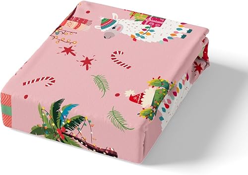 Miniatura 5 de Manfei Juego de funda de edredón de Año Nuevo, tamaño matrimonial, lindo juego de ropa de cama con estampado de alpaca y perezoso de Navidad, 3