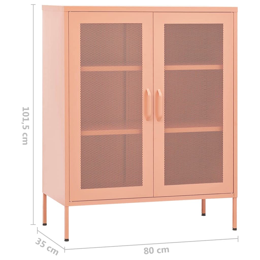 Lagerschrank Rosa 80x35x101,5 cm Stahl Büro-Stauschrank Wohnzimmerschrank Möbel für das Wohnzimmer Geeignet für Wohnzimmer, Schlafzimmer, Büro