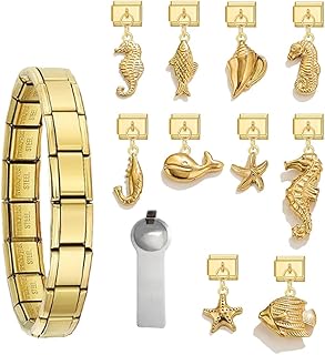 LCSDDWAS Gold Italian Charm Bracelet Set For Women Diy Handmade With Starter Brascelet, Assorted Charms And Opening Tools,...