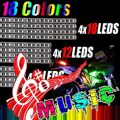 Addmoto Motorcycle Multi-Color 12X Universal RGB 18 Colors LED Light Strips Kits