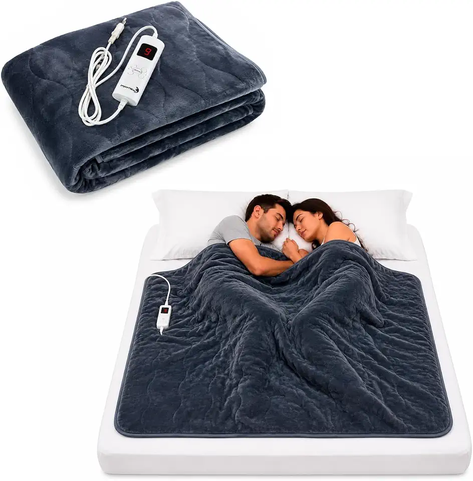 Importway Cobertor Térmico Elétrico Casal, Lã de Flanela, 180x130 cm, 9 Níveis de Temperatura, Timer até 9 Horas, Lavável (220 Volts)