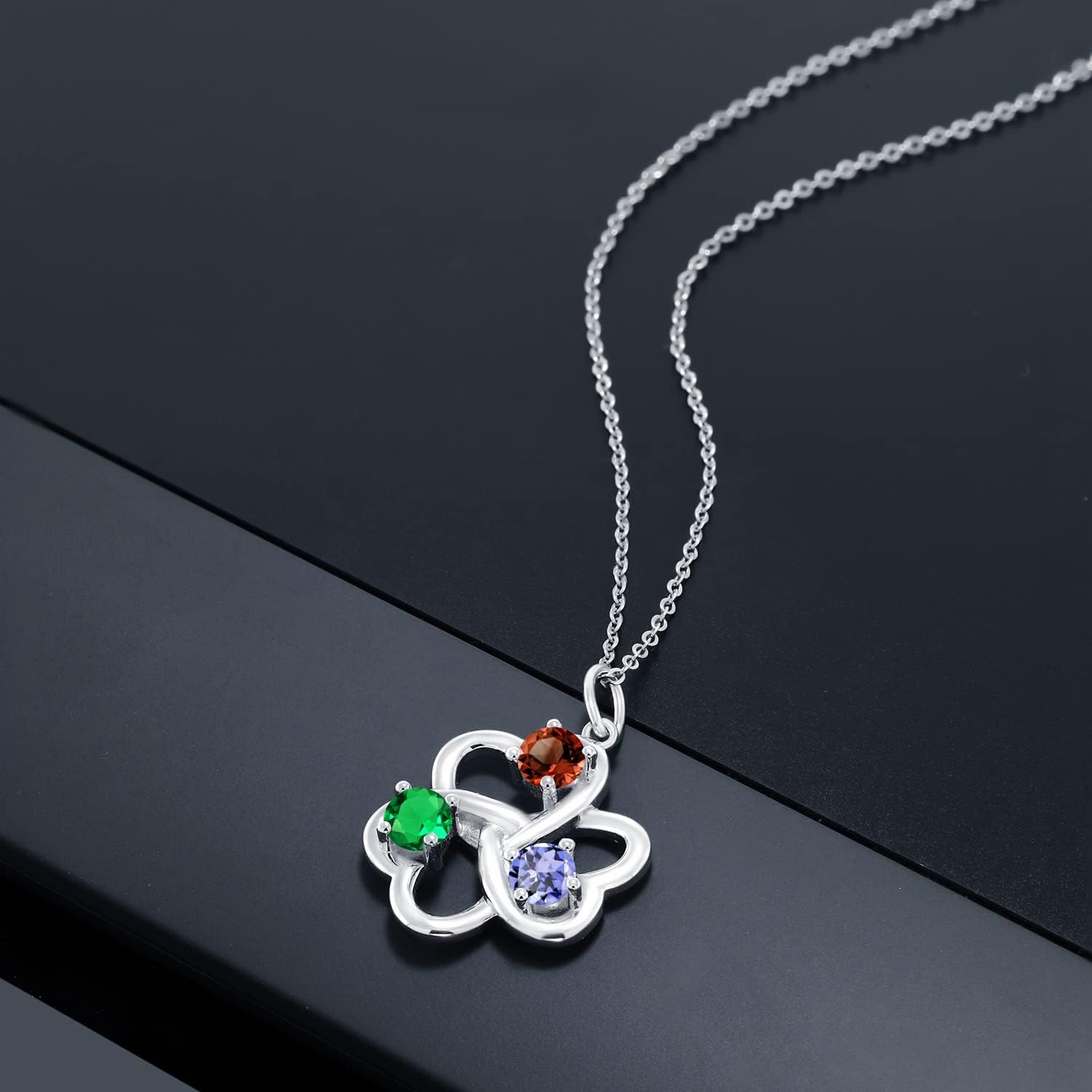 Gem Stone King Customized and Personalized Heart Shape Mother Pendant Necklace For Women | Gemstone Birthstone | 925 Sterling Silver | 18 Inch Silver Chain | Fine Jewelry Gifts for Women Mom Wife Her