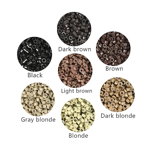 Miniatura 8 de 1000 extensiones de cabello con forro de silicona de 0.197 pulgadas, microenlaces, cuentas de silicona forradas para extensiones de cabello humano y