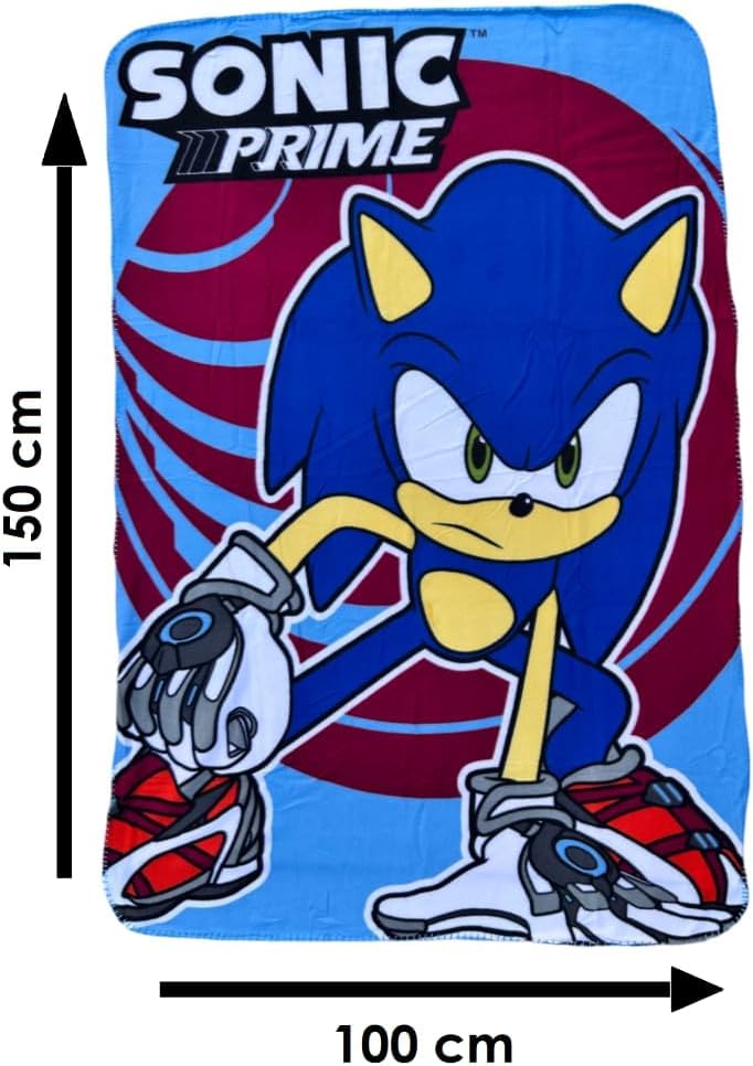 Royal Boys Girls Cozy Fleece Throw Blanket with Extra Soft Fun Design (Sonic)