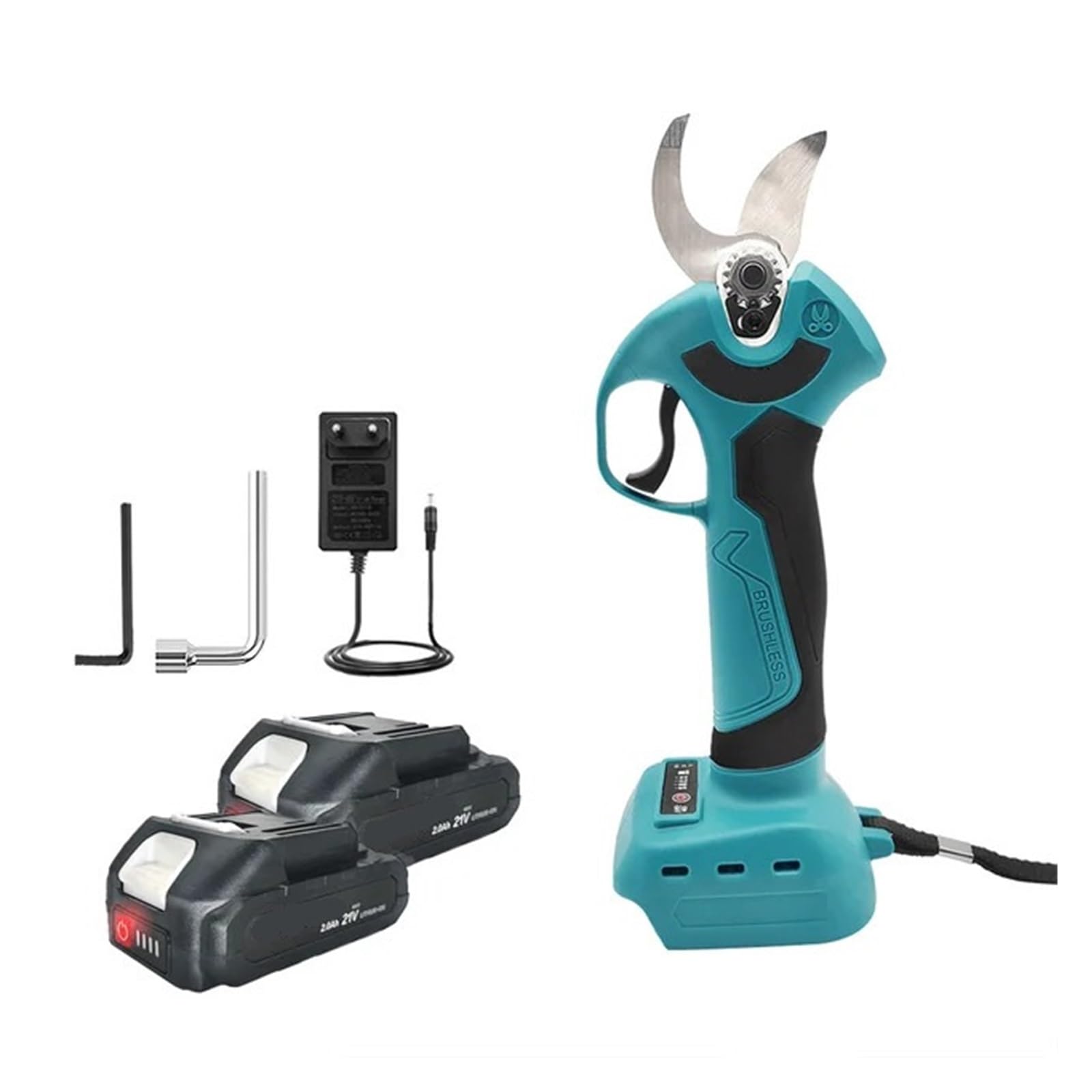 Cordless Pruning Shears Rechargeable Electric Scissors Brushless Garden Pruner Cutter for 18V Battery(2PCS 2Ah Battery)