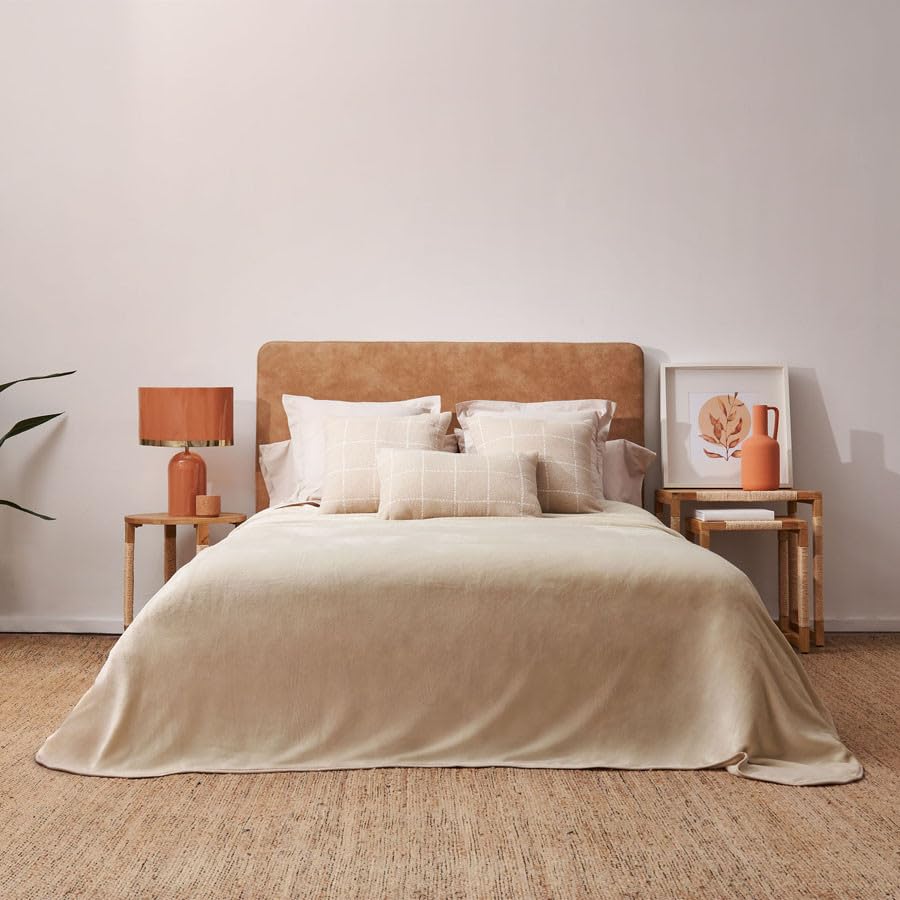 LA MALLORQUINA Manta - Coral - Beige, Cama 160/180/200cm - 240x260cm