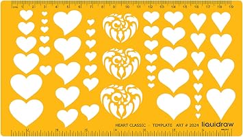 Liquidraw Jewelry Design Template Stencil | Heart Shapes & Sizes for Jewelry Sketching | Heart Guide for Ring, Necklace, Earring & Bracelet | Art, Craft & Design Tool | Translucent Orange Plastic