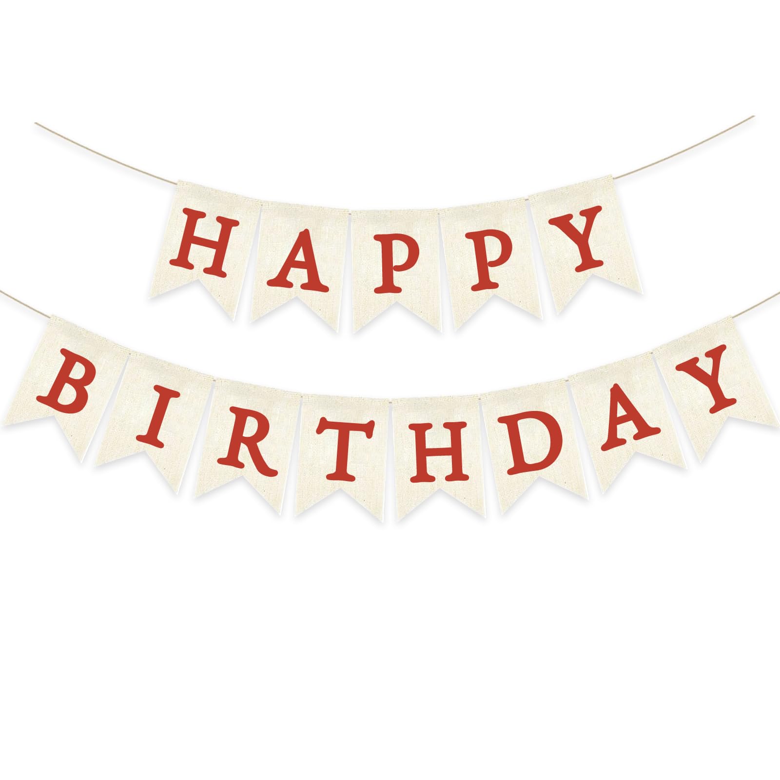 Red Happy Birthday Banner Pre-strung Burlap Bunting Party Backdrop Sign Decoration