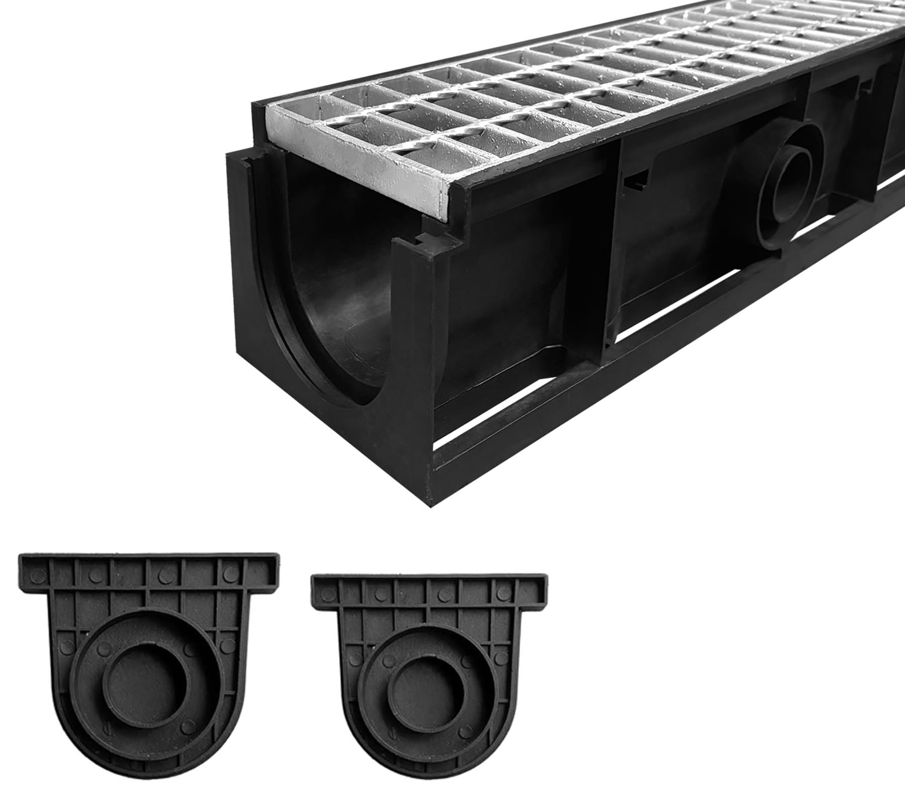 Photo 1 of Natotela Channel Drain with Galvanized Steel Grate-39.4Lx6.1Wx5.5H in. Deep Profile Trench Drain System for Driveway,Heavy Duty Trench Drain with Metal Grate for Garage,Parking Lot