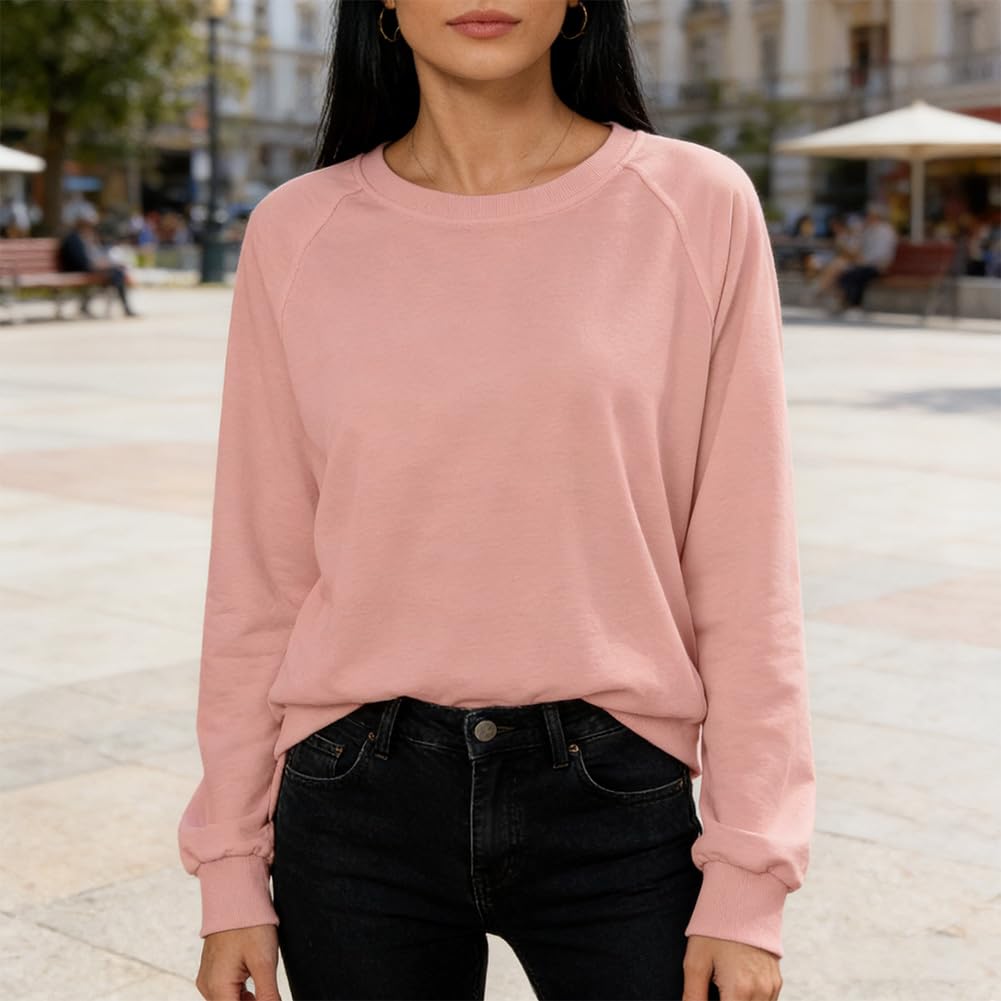 Camiseta casual de cuello redondo para mujer, sudadera de manga larga de gran tamaño, ajuste holgado, suéter para uso diario — view 4