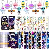 Saier tbo 44 Pièces Espace Anniversaire Fête Faveurs, Pinata Anniversaire avec Porte Clé Espace Slap Bracelet Tatouage Temporaire Sacs de Fête Pour Enfants Fille Garçon