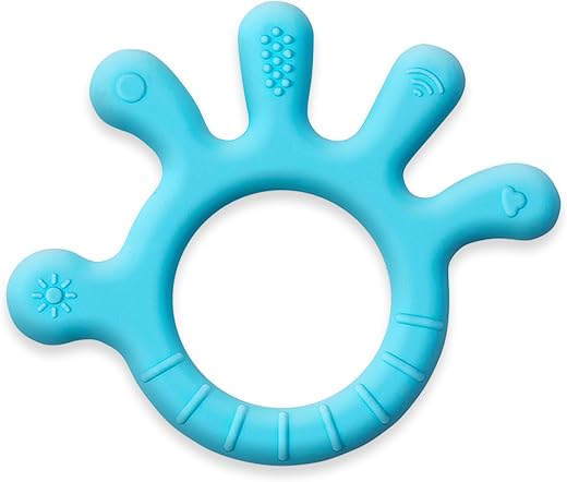 Infantso Finger Shape Soft Silicone Teether for 6+ Months, BPA Free Teething Toy for Babies with Textured Surface for Soot...