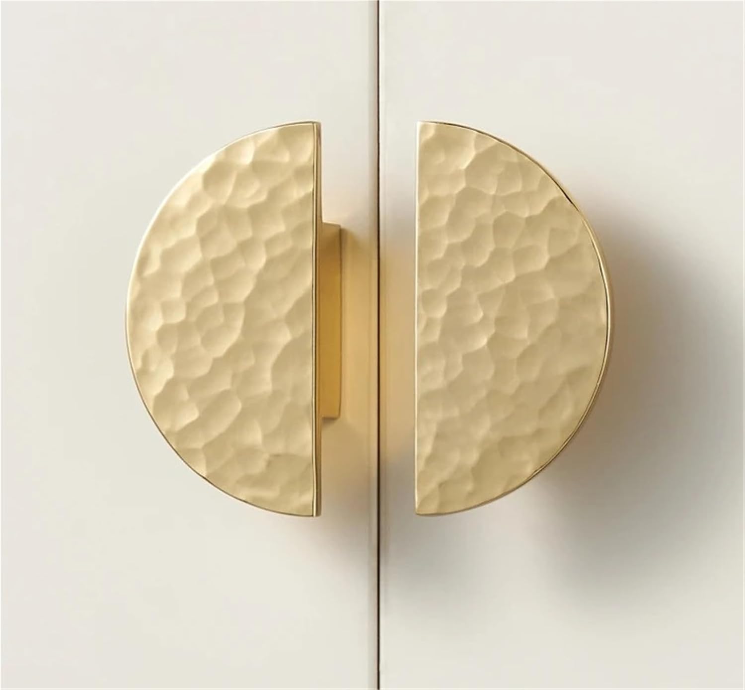 Solid Brass Hammer Pattern Cabinet Handle Handmade Knocking Pattern Round Half Round Long T-Shaped 1Pcs(CH018H-PB-C48)