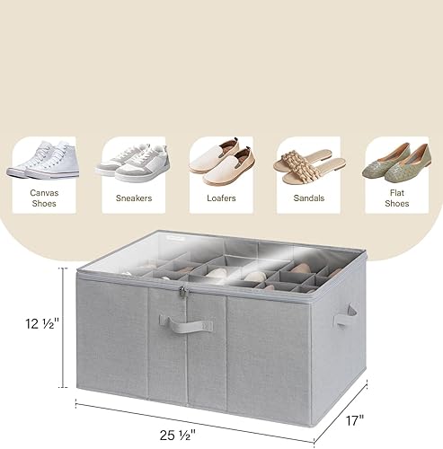 Miniatura 3 de StorageWorks Organizador de zapatos para armario, contenedores de almacenamiento de zapatos de tela extra grandes con cubierta transparente,