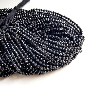 FG AAA Quality Natural Black Tourmaline Beads 2 Mm Rondelle Faceted Strand 13 Inches Long,Micro Faceted Gemstone Beads