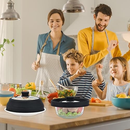 Miniatura 5 de Cubierta de salpicaduras de microondas Tapa protectora de salpicaduras de vidrio con silicona plegable para cubiertas de platos de alimentos de 8.5